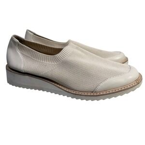 David Tate Slip On Knit Leather Loafers Cream Womens Size 10M NWD